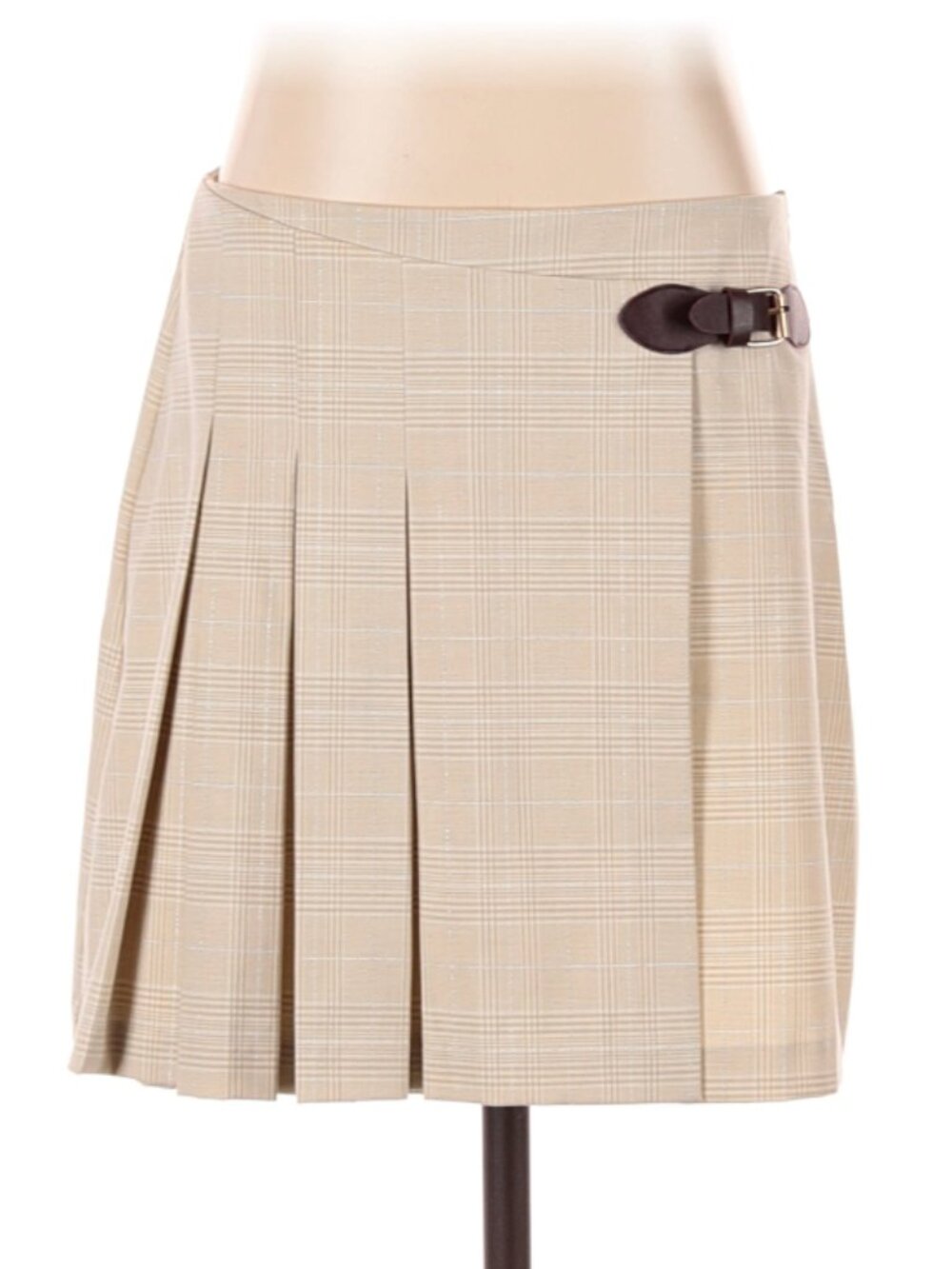 NA-KD Plaid Pleated Wrap Mini Skirt with Buckle - Sz S